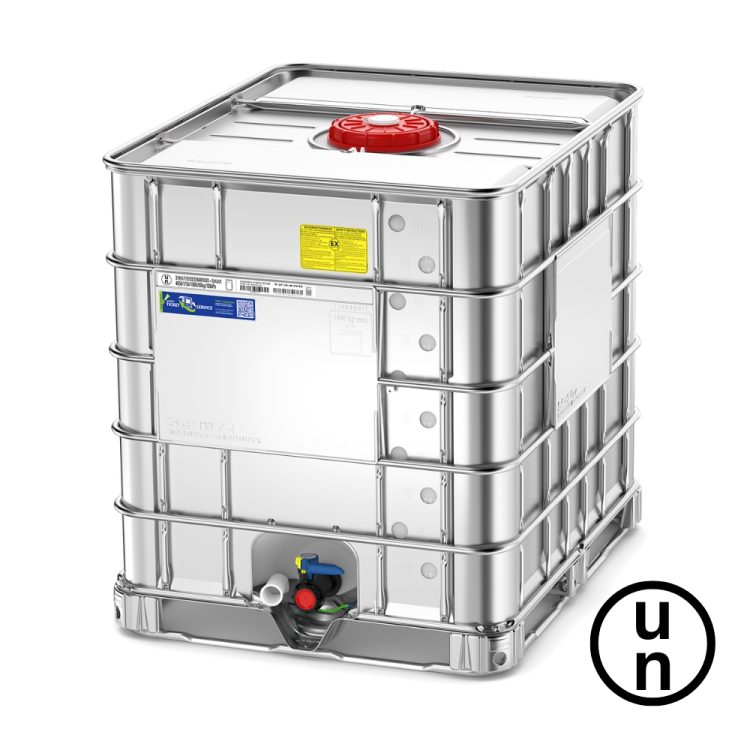 Grade 1 – SX-EX Schutz 1000L Reconditioned IBC – Metal Pallet – UN Approved